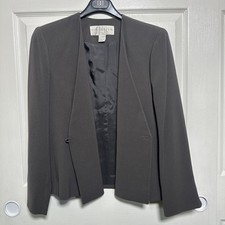 Doncaster Classic Gray Suit Blazer Size 12P Front Jacket Button Career Office