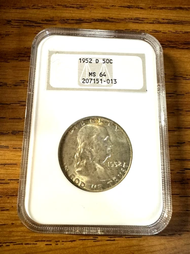 1952-D FRANKLIN 50C MS64 OLD FATTY HOLDER