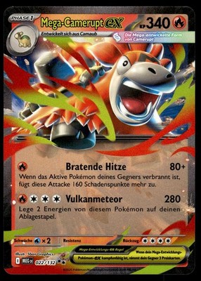 Mega-Camerupt ex 022/132 Mega Evolution Holo NM Pokemon Karte Deutsch