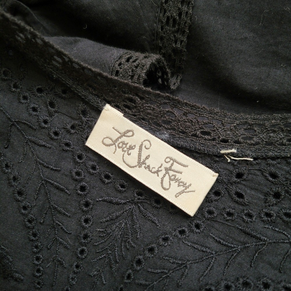 LoveShackFancy Classic Black Ruffled Rebecca Midi… - image 7