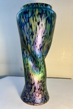 Antique 12&rdquo; Bohemian Art Nouveau Iridescent Art Glass Vase Twisted Loetz Style
