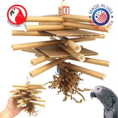 Bonka Bird Toys 2321 Sticky Stack Cage Chew Shred Forage Conure Amazon Treat Pet