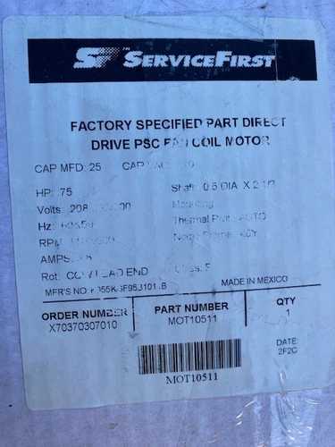 Trane MOT10511 3/4HP 208-230V 1100RPM PSC Motor (NEW)