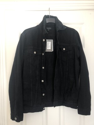 BooHooMan Brand New Mens Oversized Denim Jacket Borg Collar