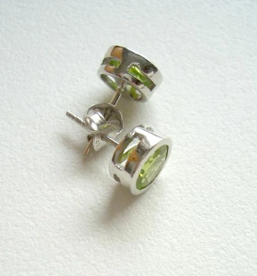 Ohrringe, Ohrstecker mit Peridot, 925er Silber - Olivin - - Bild 4 von 4