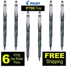 Pilot P700 Fine 38610, Black Ink, 0.7mm Precise Gel Roller Pen, Pack of 6 Pens