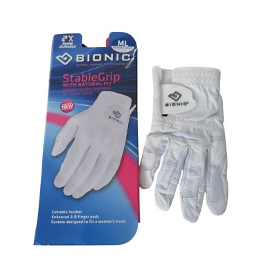 Bionic Womens Golf Glove StableGrip ML Right Hand Cabretta Leather NEW DMG PKG