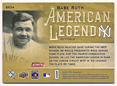 2008 SPx Babe Ruth American Legend #BR34 (1/1) | eBay