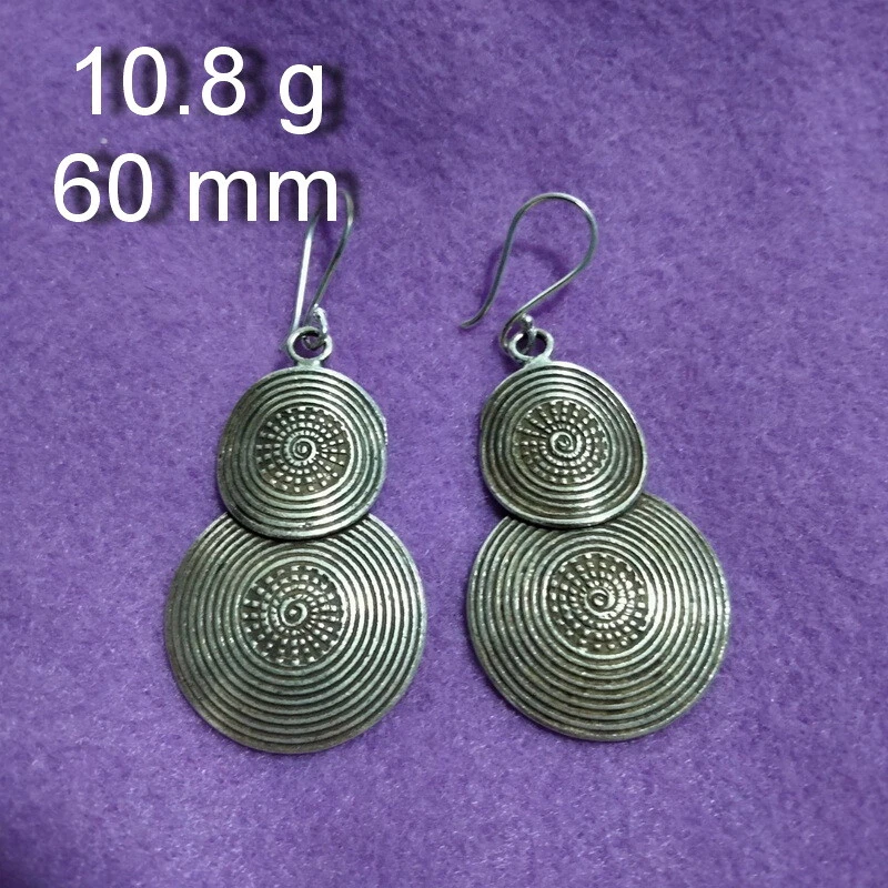FINE SILVER EARRINGS 925 STERLING CRAFT VINTAGE TRIBAL JEWELRY WOMEN LOT1704 - Image 2 of 4