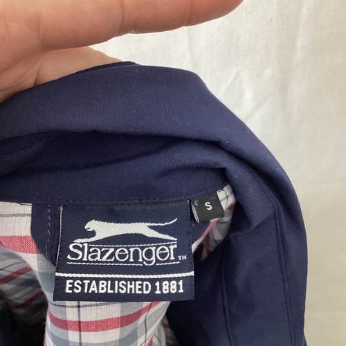 Slazenger Mens Navy Blue White Logo Full Zip Jacket Size S Collared - Picture 6 of 7