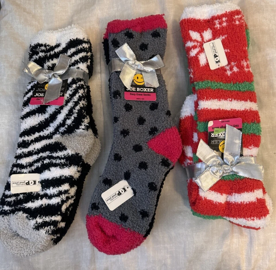 Joe Boxer 女式 Cozy Fuzzy Crew 袜鞋 4-10 码 — 第 3/4 张图片