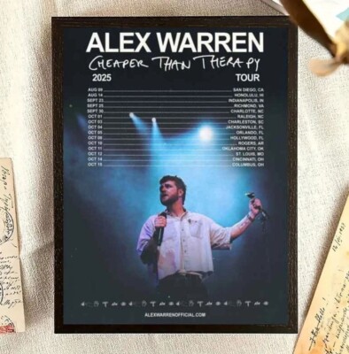 Alex Warren Cheaper Than Therapy Tour 2025 Poster | eBay