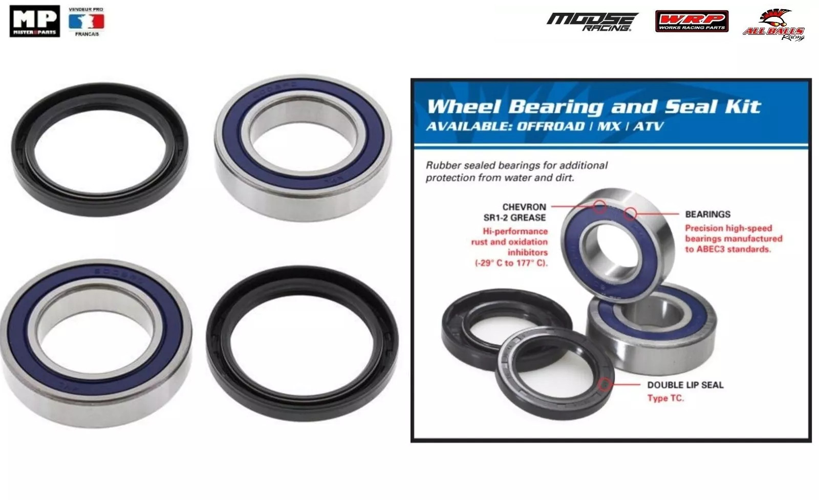 Roulement All Balls 25-1527 et joint spi de moyeu arrière pour Kymco Maxxer 300