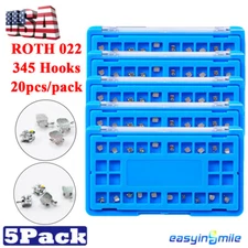 5Packs Dental Orthodontic Metal Brackets Brace Mini Braces ROTH 022 345 W/Hooks