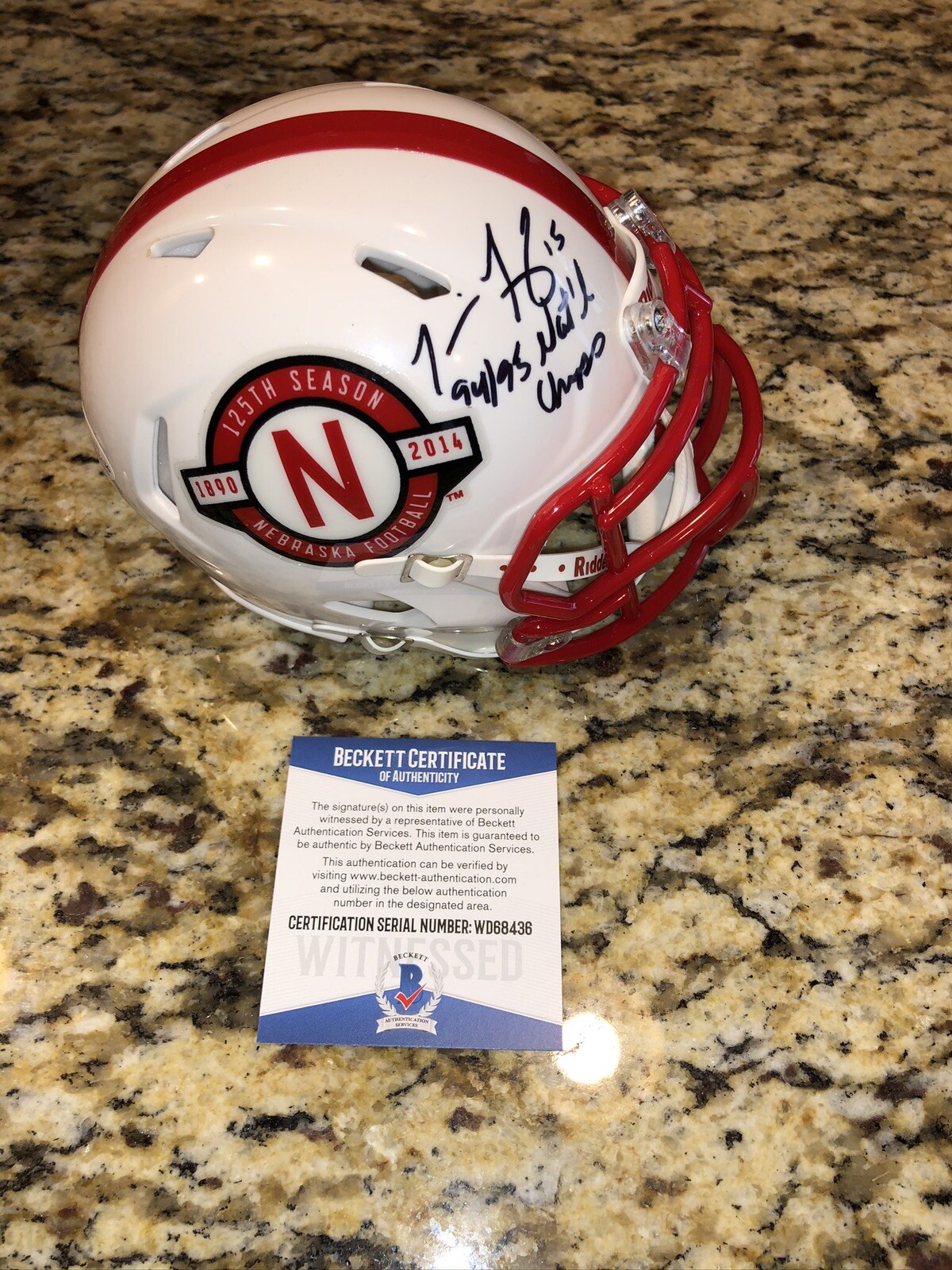 Tommie Frazier Autographed Signed Nebraska Cornhuskers FOOTBALL MINI HELMET BECKETT 3 