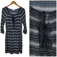 Loft Shirt Dress Size Small Party Career Casual black Gray Stripe Boho Womens 