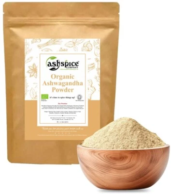 ASH SPICE COMPANY ORGANIC Ashwagandha Powder | Indian Ginseng Premium Quality Free P&P S A Certi