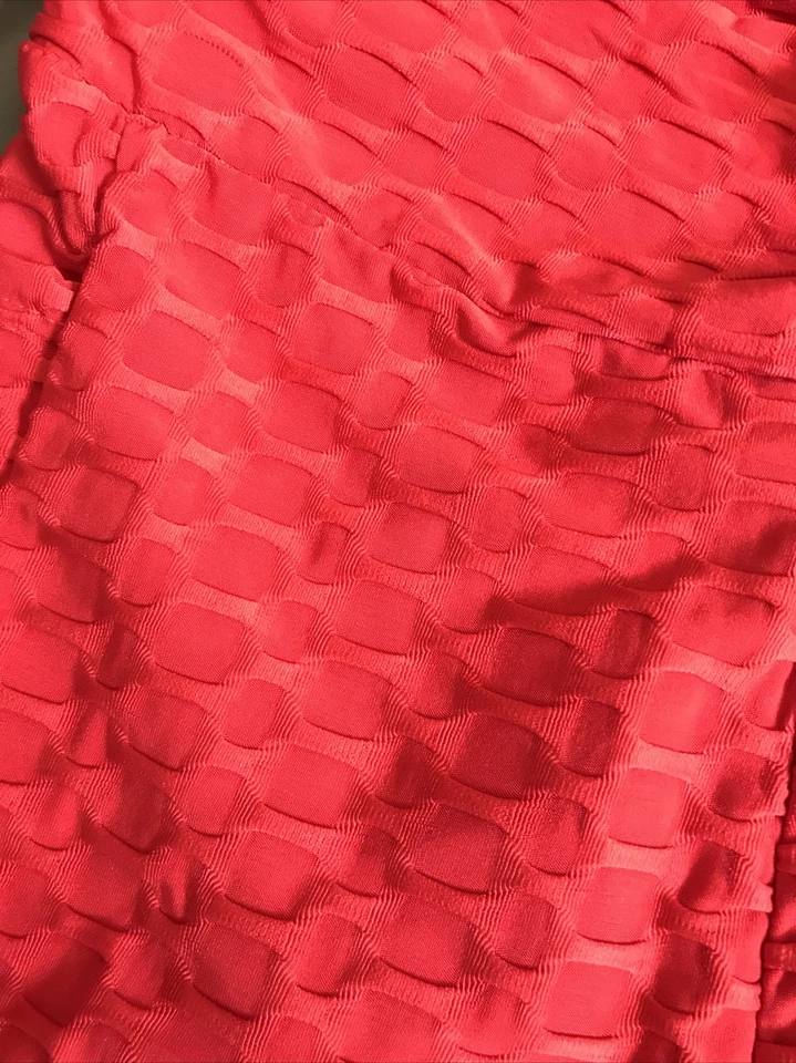 Pantalones de Yoga Levantamiento de Glúteos Leggings Bolsillos de Entrenamiento Acanalados Texturizados Rojo Talla Juniors XL Foto 2 de 4