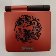 Nintendo Game Boy Advance SP Red/Black Dragon - IPS Screen- New Shell - No Sound