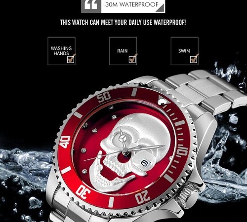 SKMEI Men's Quartz Skull, Stainless Steel Skeleton waterproof watch $$$ - Imagen 7 de 27