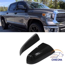 ABS For 07-21 Toyota Tundra Gloss Black Mirror Covers Overlay Top Half Side View