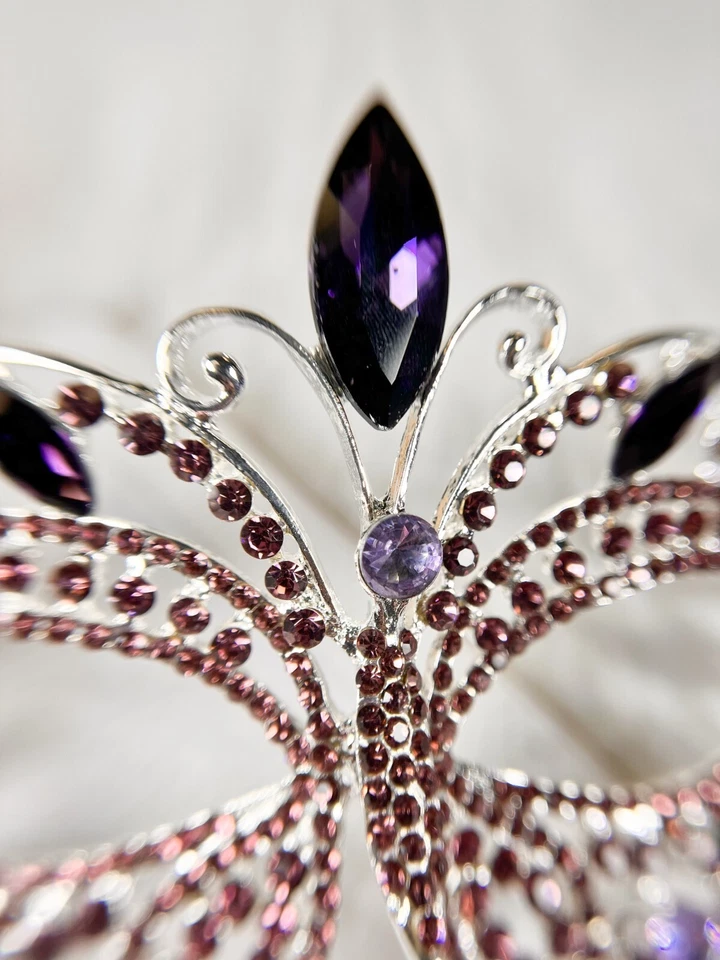 Butterfly Masquerade Mask, Purple Wedding Party Mask, Mardi Gras, New Year Party - Image 3 of 4