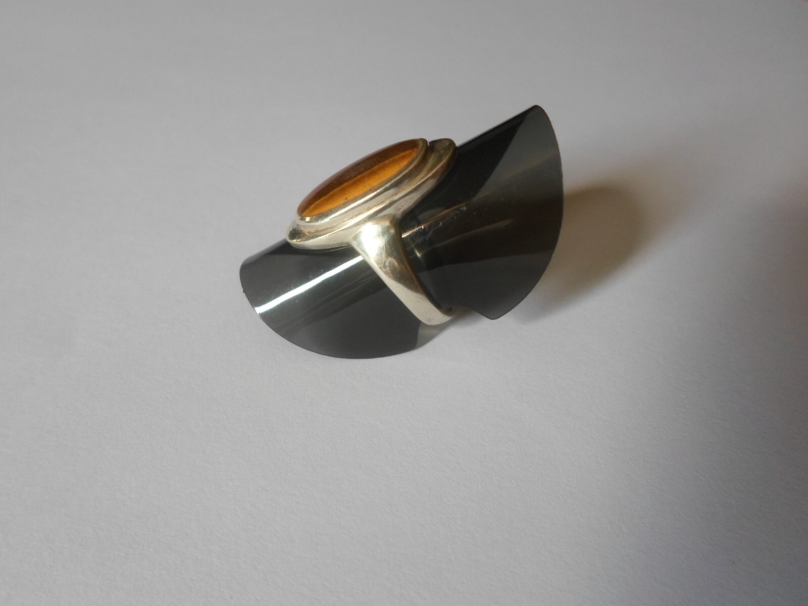 solid silver ring, tiger eye cabochon, size 51 - image 8