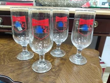 Set of 4 Budweiser 1984 Los Angeles Olympics Beer Glasses Stemmed Tulip Shape