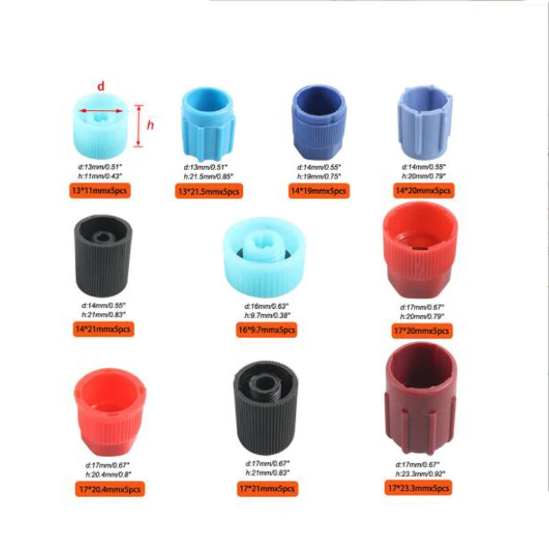 50件装汽车维修空调R134a R12高低侧阀芯端口防尘盖套件带盒 — 第 3/4 张图片