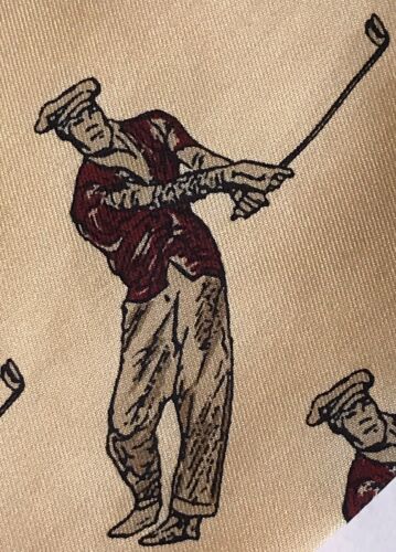 Robert Talbott Silk Tie Yellow/Gold Golf Hand Sewn in USA Printed UK Mark Shale - Picture 2 of 8