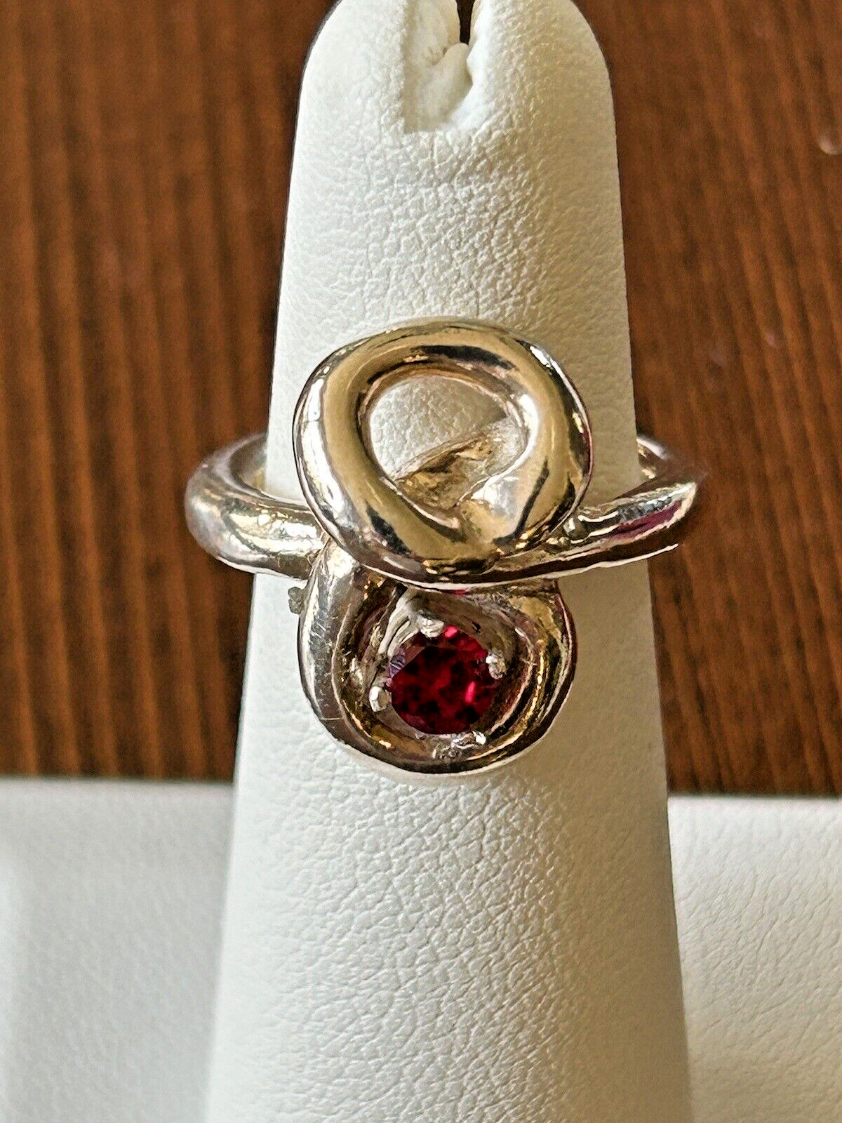 Ruby Infinity Shape Sterling Silver RING Size 4.5… - image 12