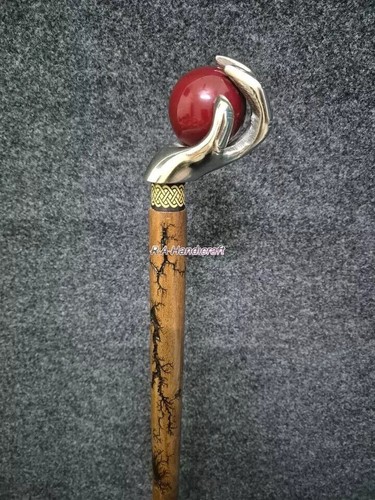 Antique Diamond Stylish Ball Head Wooden Walking Stick Cane Present Jogging's - Picture 2 of 5