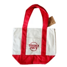 NEW Limited Edition Trader Joe's Mini Canvas Tote Bag - RED