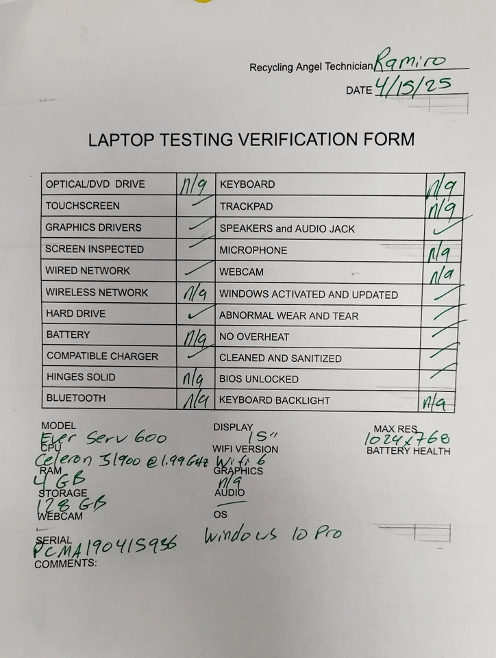 PAR M6150 EverServ 600 Touch Terminal + Reader w/Adapter(Windows 10 Pro - Reset) - Image 2 of 4