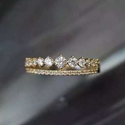 2Ct Round Cut Real Moissanite Half Eternity Band Ring 14k Yellow Gold ...