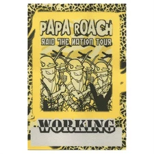 Papa Roach 2001 Raid the Nation Concert Tour Working Backstage Pass