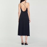 Sandro Kleid Schwarz Gr. 34 FR / XS Damen RüCkenausschnitt Midikleid SFPRO01853