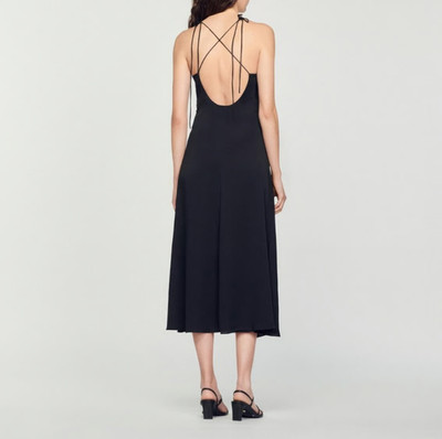 Sandro Kleid Schwarz Gr. 34 FR / XS Damen Rückenausschnitt Midikleid SFPRO01853