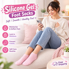 Silicone Moisturizing Foot Socks for Dry Cracked Heels Gel Spa Pedicure Socks
