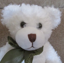 First  Main Scraggles Teddy Bear White Green Bow Plush Stuffed Animal 1114