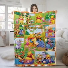 Personalized Name Fleece Blanket, Pooh Bear With Friends Blanket