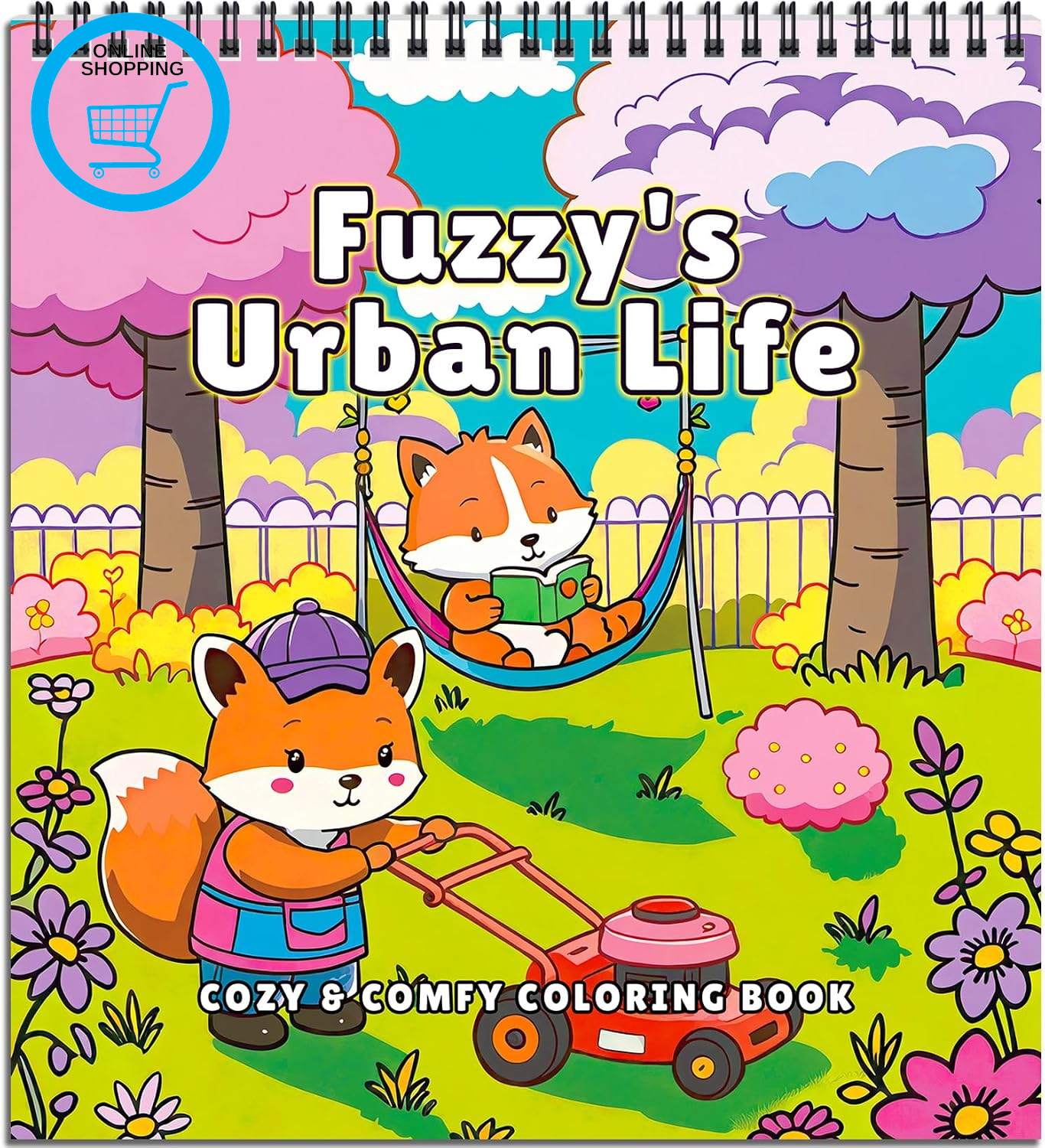 Cosy Colouring Book for Adults Relaxation with Cute Animals in City Life Moments
