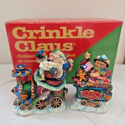 CRINKLE CLAUS COLLECTIBLE TRAIN SET Possible Dreams Locamotive & Coal Car box