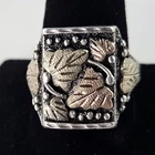 Vintage Ring Black Hills Sterling Silver & 12k Gold Leaves 10.5g Size 12 [8956]