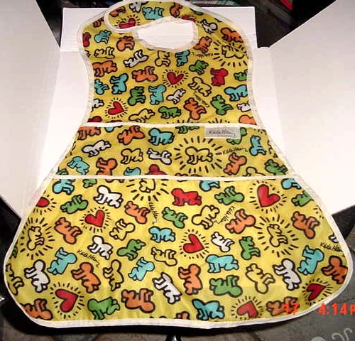 Keith Haring Radiant Baby Print By Bumkins Toddler Waterproof Bib/Apron Yellow