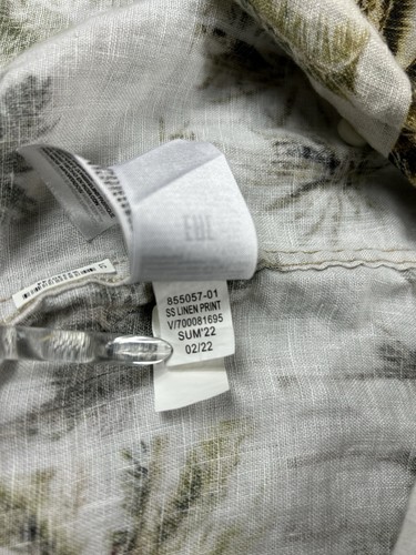 Banana Republic Shirt Mens L Hawaiian Floral 100% Linen Short Sleeve Button Up - Picture 9 of 12