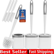 Toilet Brush, 3 Pack Toilet Brush and Holder Set Bathroom Accessories, Toilet...