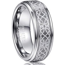 Keltischer Drache Wolfram Ring Herren Damen Verlobungsring Ehering Silber Bla...