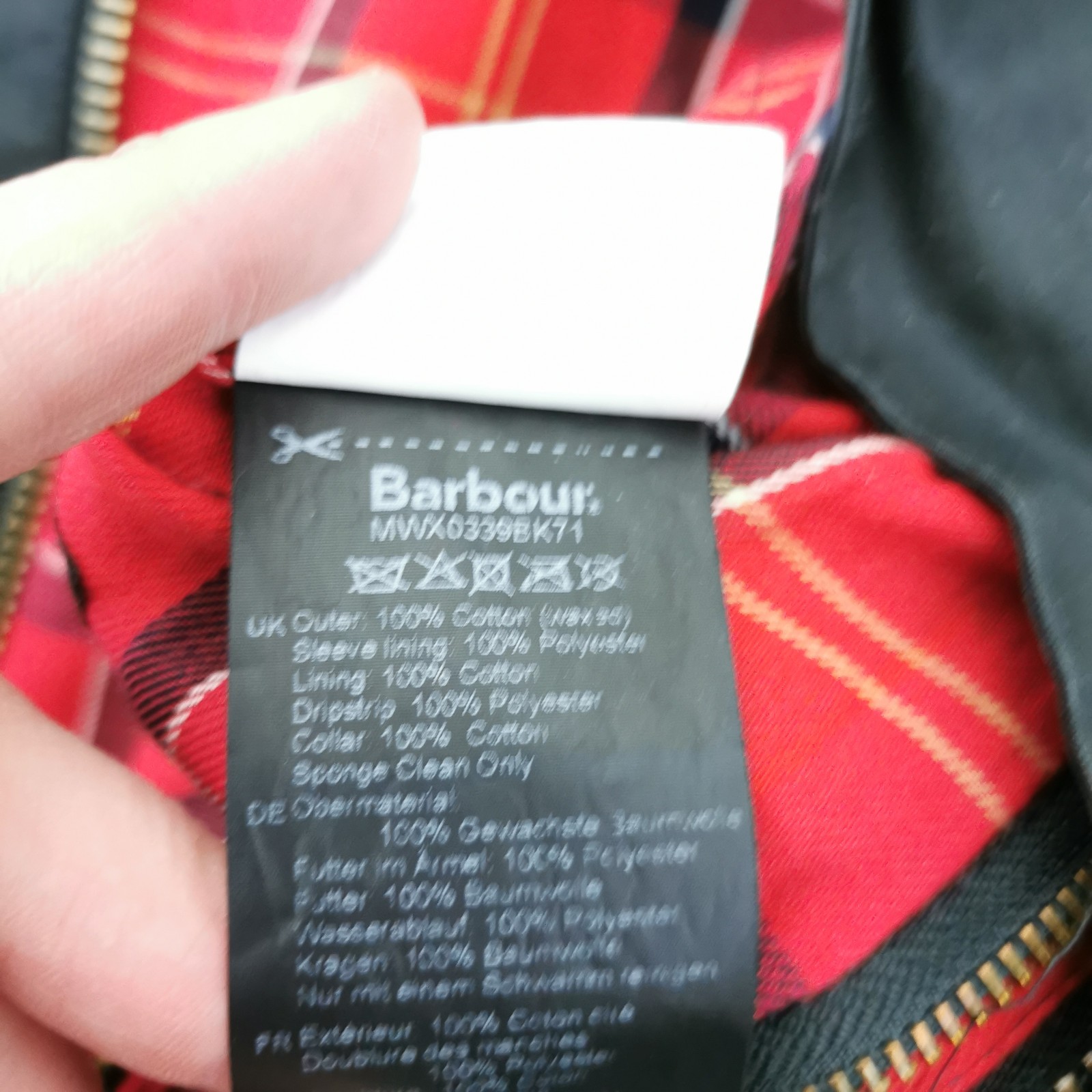 Barbour Ashby Wax Jacket Mens M Medium Black Country Outdoor Tartan Lining image 6