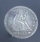 1853 Arrows & Rays Seated Liberty Quarter  25 Cents 90% Silver Coin
